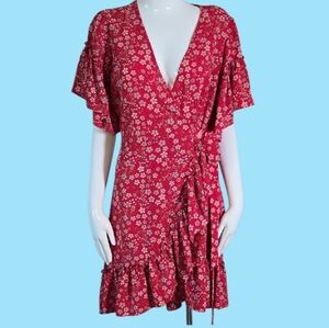 Max Studio Red Ruffled Tiered Mini Sundress